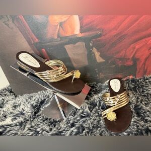 Elegant Gold and Brown Women's Sandals